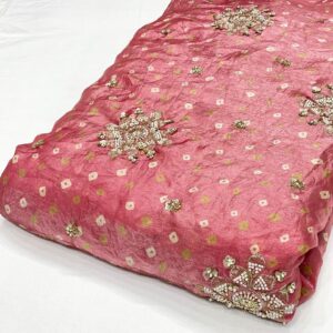 Pink Georgette Unstitched Suit Fabric